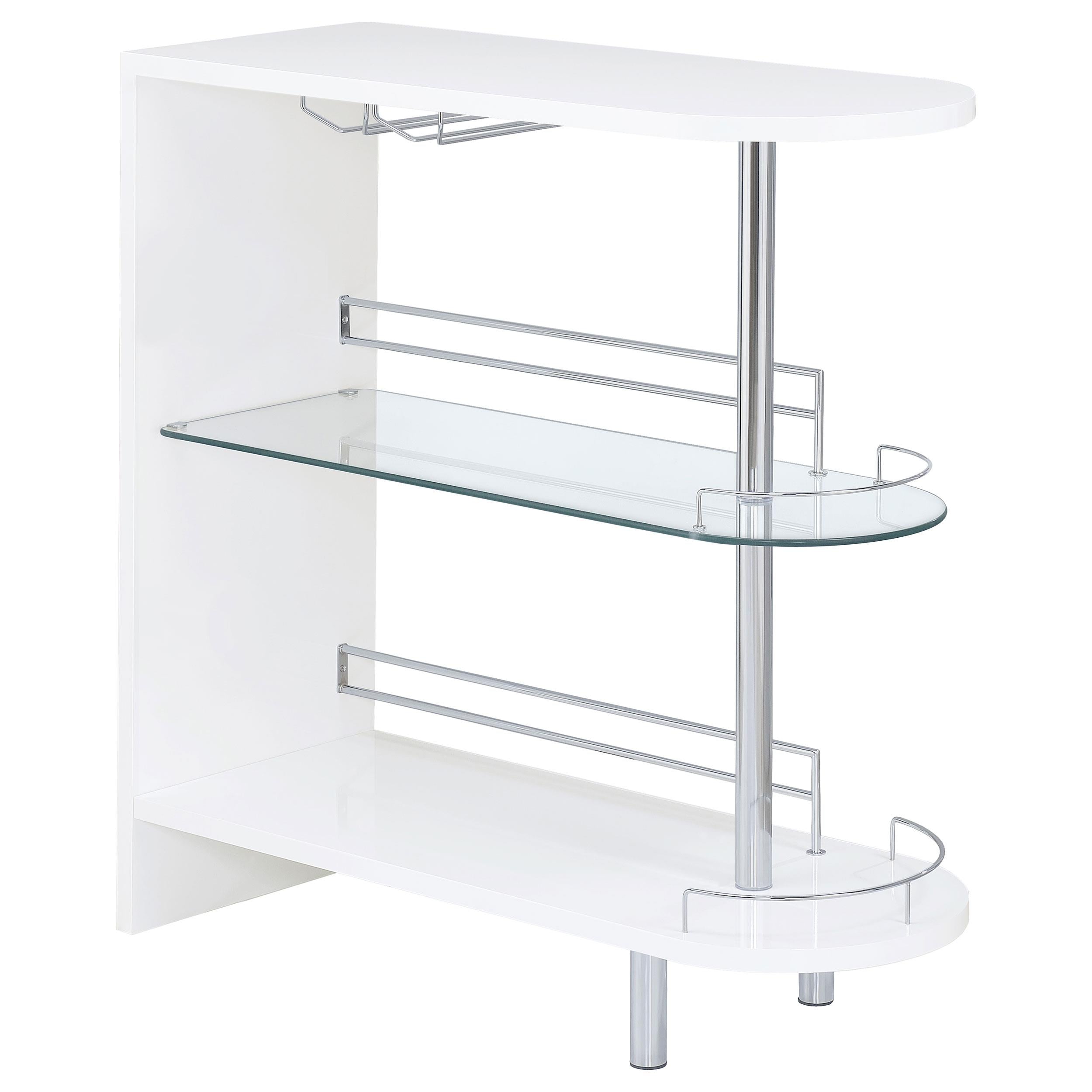 Coaster Furniture Adolfo 101064 Rectangular 2-tier Home Bar Table - White High Gloss IMAGE 1
